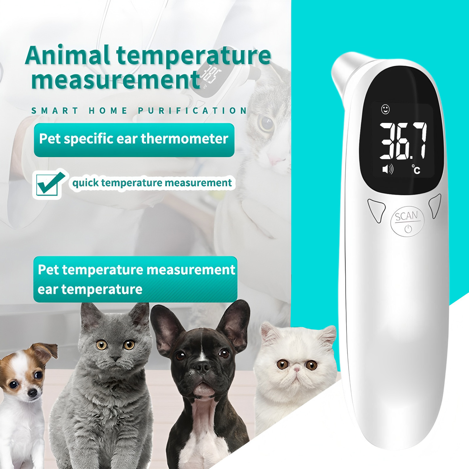 Pet Supplies App - Pet Ear Digital Thermometer Non-Contact Electronic